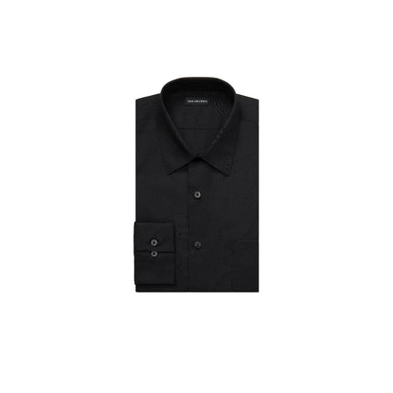 Van Heusen Men's Dress Shirt Fitted Poplin Solid, Black, 18" Neck 36"-37" Sleeve