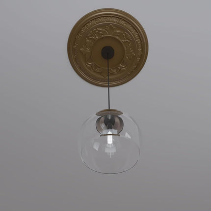 Ekena Millwork CMP22BACGH Baltimore Thermoformed PVC Ceiling Medallion (Fits Canopies up to 7 3/4"), 22"OD x 3 1/2"ID x 1"P, Metallic Gold Rush
