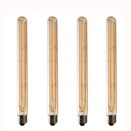JKLcom Bombilla LED de filamento vintage T300 6W Regulable Bombilla Edison vintage Tubular larga LED vintage, base media E26/E27, cristal ámbar, blanco cálido 2300K, 6W (equivalente a 40W), regulable, paquete de 4