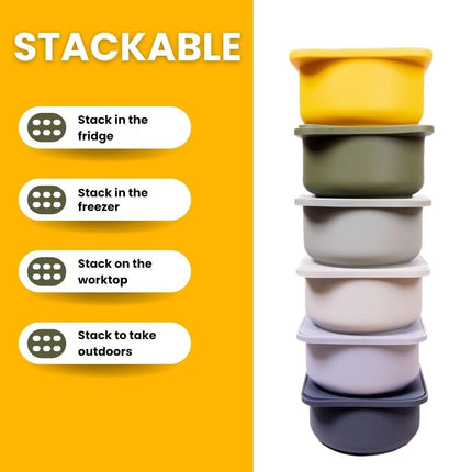 Babadoh Pizza Dough Proofing Silicone Containers with Lids | Set of 6 Pizza-Making Accessories | Multi Yellow (2 Dough, 2 Olive, 2 Yellow) | Original Size (Make 12" Pizzas)