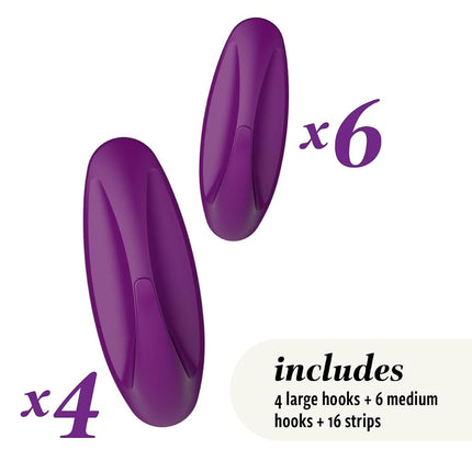 Command Mixed Designer Hook Pack, Candied Plum, 10 Hooks, 16 Strips