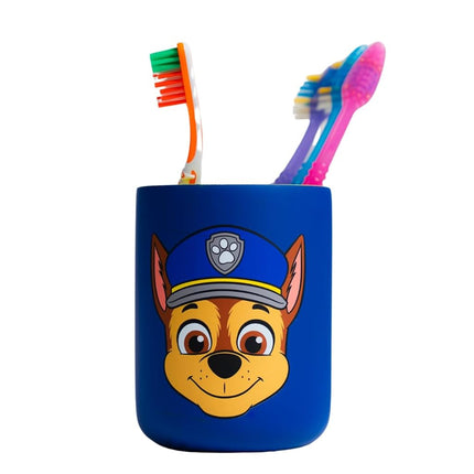 Soporte para cepillos de dientes infantiles de Paw Patrol Chase - Vaso para brochas de maquillaje/bolígrafos, (Producto con licencia oficial) por Franco Collectibles