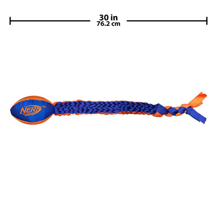 Nerf Dog Vortex Chain Tug Dog Toy with Squeaker Football Head, Lightweight, Durable, Water Resistant, 30 Inches, For Medium to Extra-Large Breeds, Single Unit (3474)