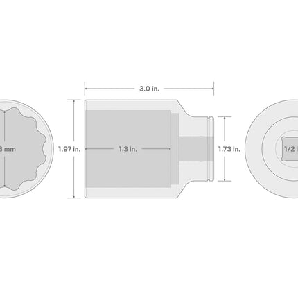 TEKTON 1/2" Drive x 38 Mm Deep 12 Pt. Socket | SHD23338