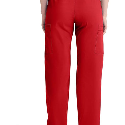 Dickies EDS Signature Women Scrubs Pant Natural Rise Tapered Leg Pull-on 86106, Red, S