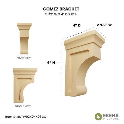 Ekena BKTW02X04X06GOCH 2 1/2-Inch Width x 4-Inch Depth x 6-Inch Height Small Gomez Wood Bracket - Cherry
