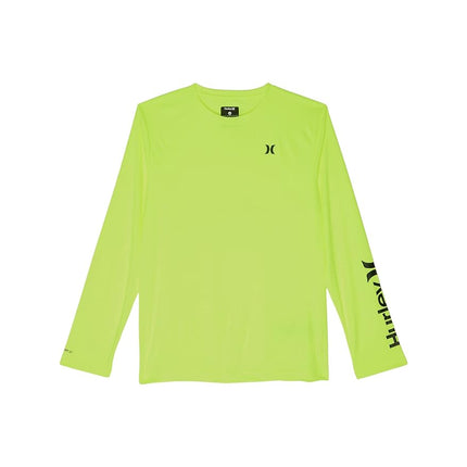 Hurley Boys' Long Sleeve UPF 50+ Rash Guard Swim Shirt, Volt, 2T
