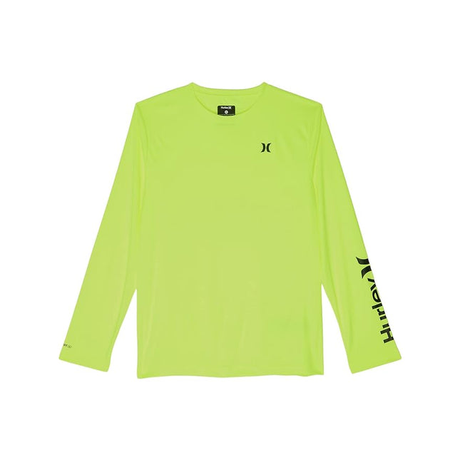 Hurley Boys' Long Sleeve UPF 50+ Rash Guard Swim Shirt, Volt, 2T