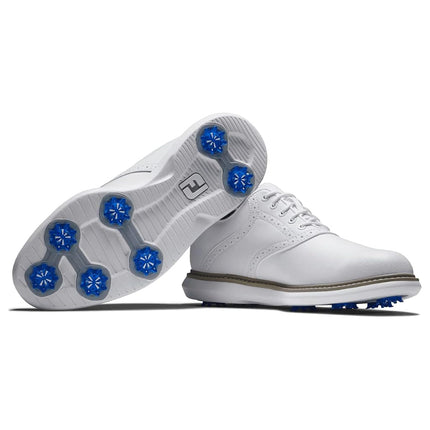 Chaussures de golf Footjoy Traditions pour homme, blanc/blanc, 11 Étroit