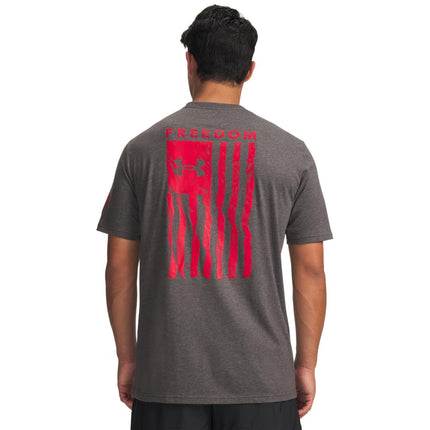 Under Armour Freedom Flag Short Sleeve T-Shirt, (019) Charcoal Medium Heather / / Red, 4XL/Tall
