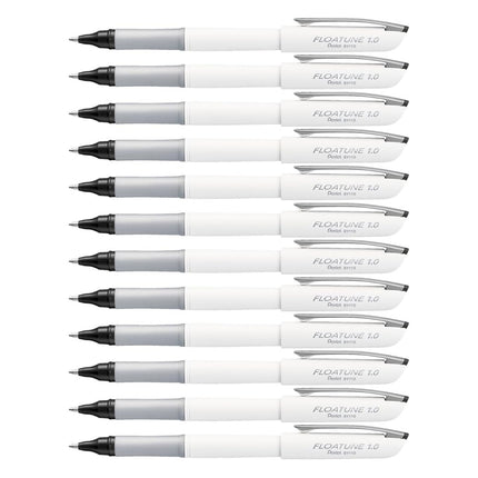 Pentel Floatune Rollerball pen, 0.8mm Medium Line, Black Ink, 12 Pack (BY110-A)