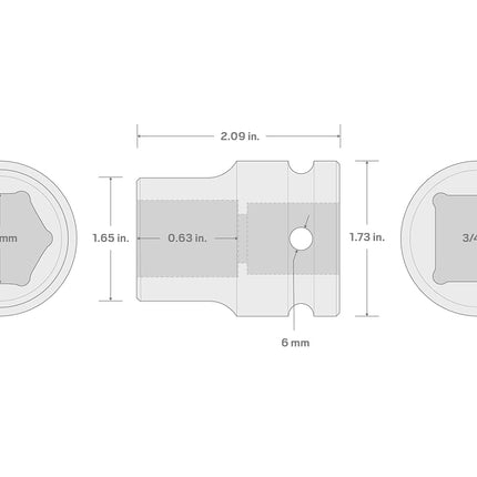 TEKTON 3/4 Inch Drive x 26 mm 6-Point Impact Socket | SID32126