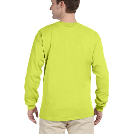 Fruit Of The Loom Adult HD Cotton Long Sleeve Crew T-Shirt, XL, Saftey Green