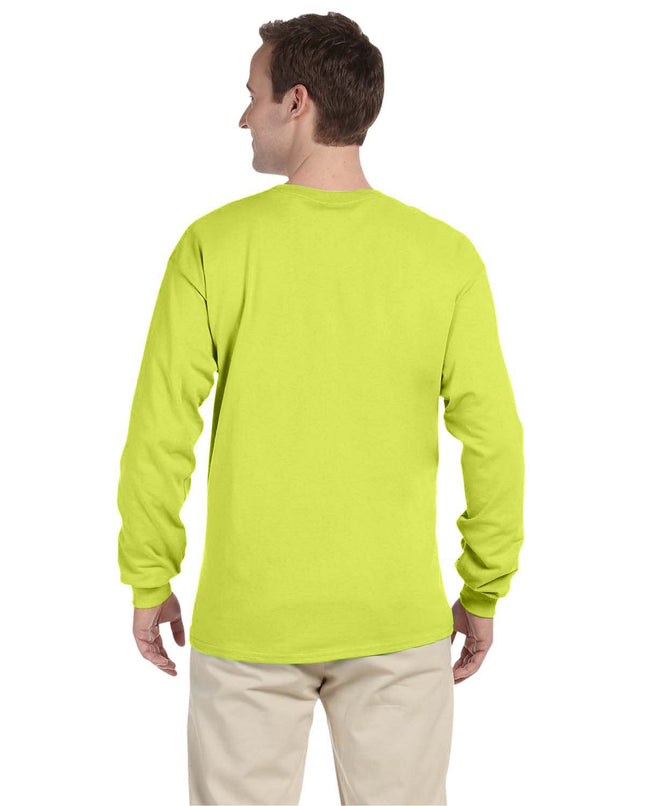 Camiseta de manga larga Fruit Of The Loom Adult HD Cotton, talla XL, verde de seguridad