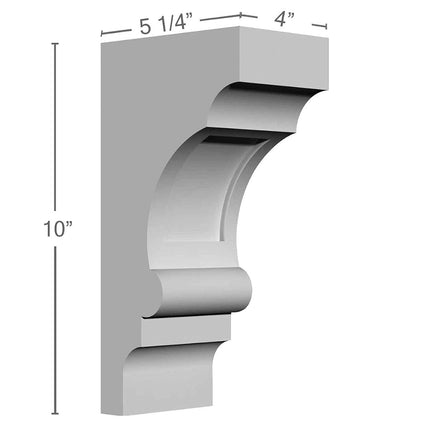 Ekena Millwork BKT05X10X03DI-CASE-2 4 inch W x 5 1/4 inch D x 10 inch H Diane Bracket (2-Pack),