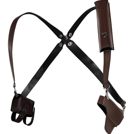IOONCHI Leon S Cosplay Costume Belt Back Braces Set Kennedy Leg Holster Accessories Mens Halloween Outfits Props, Black, Large
