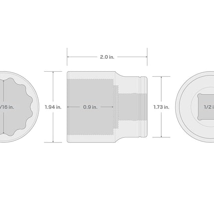 TEKTON 1/2" Drive x 1-7/16" 12 Pt. Socket | SHD22236