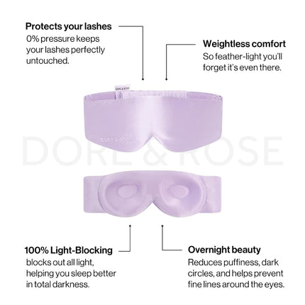 Dore & Rose — Mulberry Silk Sleep Mask for Women & Men, 3D Contour Blackout with cups, Pure Silk Eye Masks for Sleep, Travel Night - Eye Cover, Sleeping Mask, Sleepmask, Eyemask, Pods, Lash Extensions