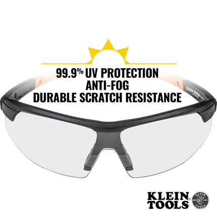 Klein Tools 60159 Safety Glasses, PPE Protective Eyewear with Semi Frame, Scratch Resistant and Anti-Fog, Clear Lens