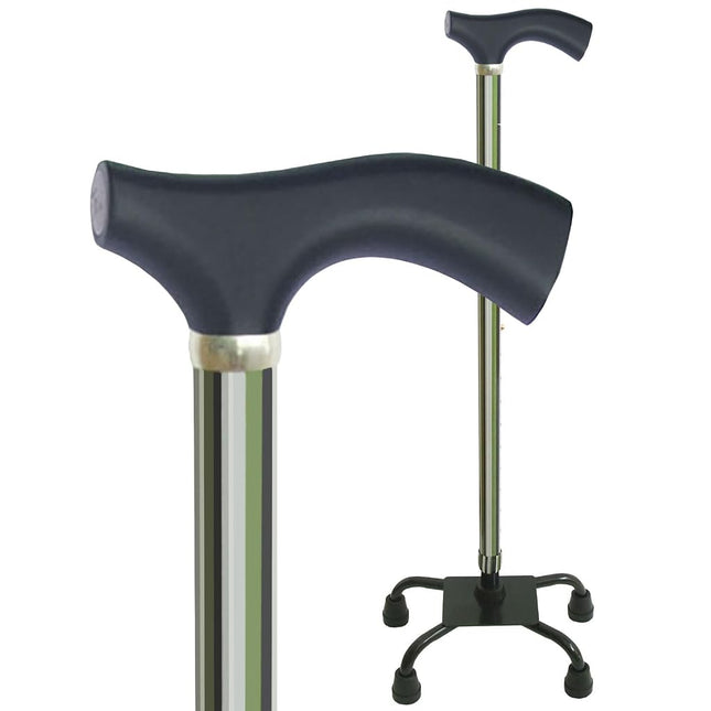 Switch Sticks Adjustable Quad Walking Stick Cane with Comfortable Wood Handle, Huntington