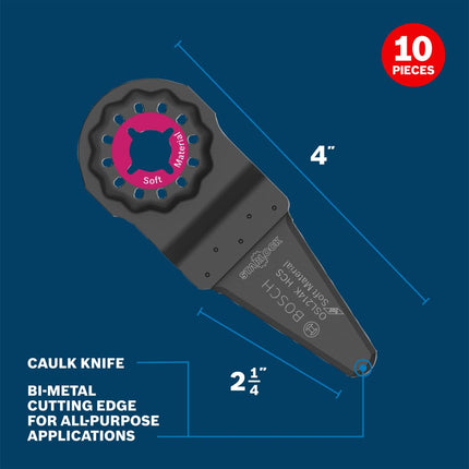 BOSCH OSL214K-10 10-Pack 2-1/4 in. Starlock Oscillating Multi Tool Soft Materials High-Carbon Steel Caulk Knife Blade for Removing Caulk and Sealants