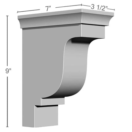 Ekena BKT03X09X07ED 3 1/2" W x 7" D x 9" H Edinburgh Bracket, Primed