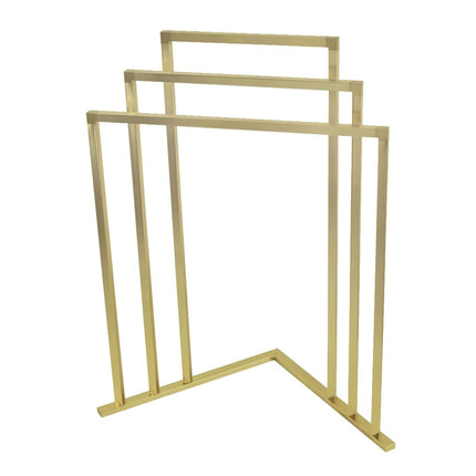 Kingston Brass SCC8277 Edenscape L-Shaped Freestanding 3-Tier Steel Corner Towel Rack, Brushed Brass