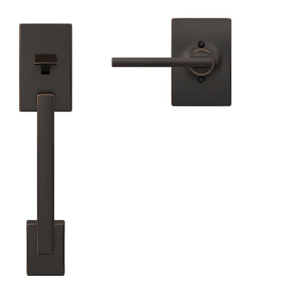 SCHLAGE FE285 Century by Latitude Century by Bottom Half Handleset with 16080 Latch and 10063 Strike Aged Bronze Finish