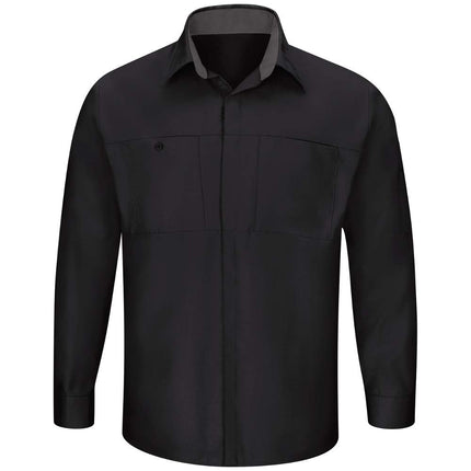 Red Kap Men's Performance Plus Shop Shirt with Oilblok Technology, Black with Charcoal Mesh, XXL Tall
