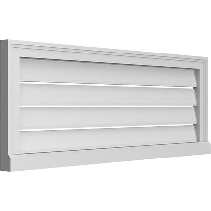 42"W x 16"H Rectangle Surface Mount PVC Gable Vent: Functional, w/ 2"W x 2"P Brickmould Sill Frame