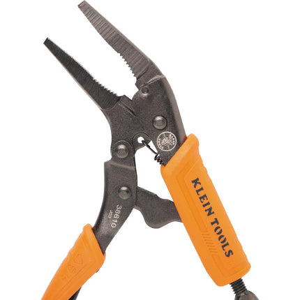 Klein Tools 38610 Locking Plier, Long Nose with Lever Release Handles, High Torque, Ideal for Tight Spaces, 4-Inch