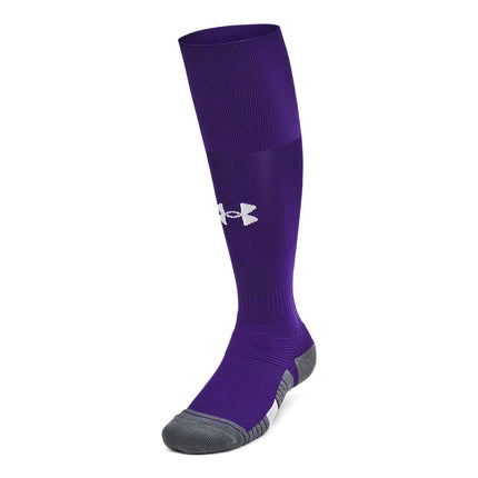 Under Armour Unisex Magnetico Over the Calf Socks, (500) Purple / Pitch Gray / White, Large