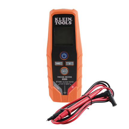 Klein Tools ET250 Comprobador de voltaje, comprobador de voltaje CA/CC, multímetro digital, comprobador de bajo voltaje con pilas
