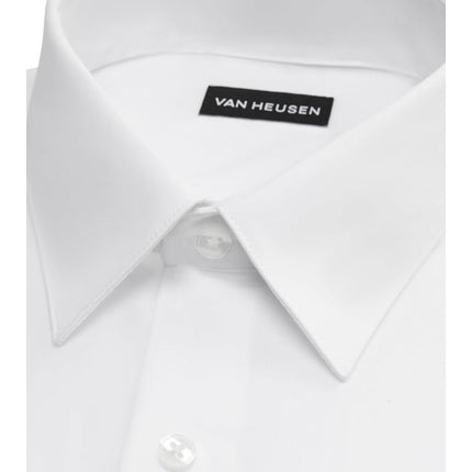 Van Heusen Men's Dress Shirt Fitted Poplin Solid, White, 15.5" Neck 32"-33" Sleeve