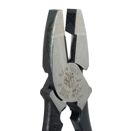 Klein Tools D2000-9NETH Lineman's Bolt-Thread Holding Pliers, High-Leverage Streamline Design with Rounded Nose and Knurled Jaw, 9-Inch