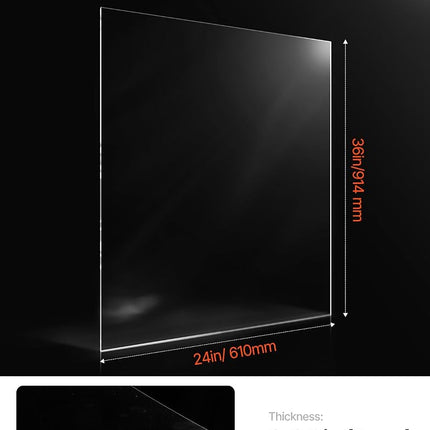 VEVOR PET/Plexiglass Sheets, 5-Pack Plastic Sheet, 610 x 914 mm 1 mm Thick Transparent Clear Flexible Plastic Panels for Craft, Replacement Picture Frame Glass, DIY Display Project, Easy to Cut