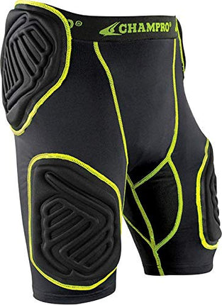 Gaine de football américain Champro Bull Rush 5 Pads Standard pour Garçon, Noir, S