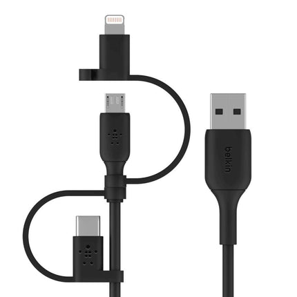 Belkin Universal Cable (3-in-1 USB-C, Lightning, Micro-USB Charging Cable) Charge Smartphones, Tablets, Power Banks and more (3.3ft/1m)