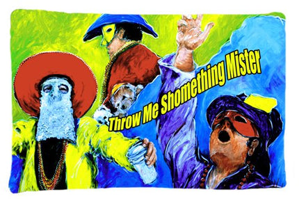 Caroline's Treasures MW1108PILLOWCASE Mardi Gras Throw Me Something Mister Wicking Fabric Standard Pillowcase, Large, Multicolor