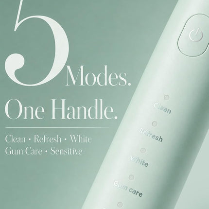 MySmile DY156 Electric Toothbrush for Adults, Rechargeable Sonic Battery Toothbrush Portable with 3 Brush Heads, 2 Mins 5 Modes Smart Timer, 45000VPM, One Charge for 60 Days - Green