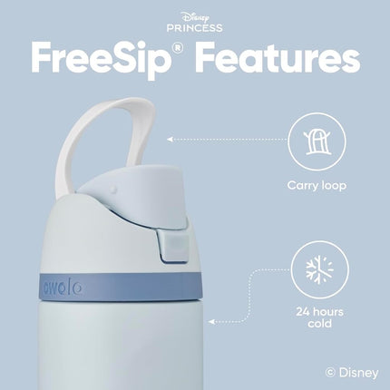 Owala Disney Princess FreeSip Insulated Stainless Steel Water Bottle with Straw for Sports and Travel, BPA Free, 24oz, Cinderella