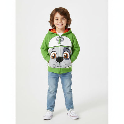 PAW Patrol Boys' Toddler Character Big Face Zip-up Hoodies, Green, 3T