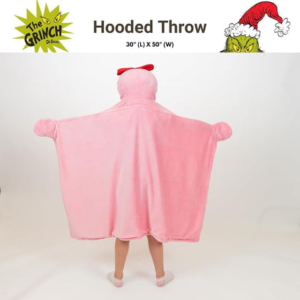 Franco Dr. Seuss The Grinch Cindy Lou Holiday Christmas Kids Bedding Soft Cozy Hooded Throw Blanket, 30 in x 50 in, (Officially Licensed Product)