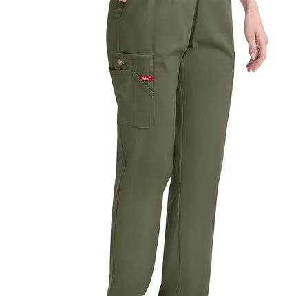Dickies Women's Signature Elastic Waist Scrubs Pant Medical, Olive, X-Large