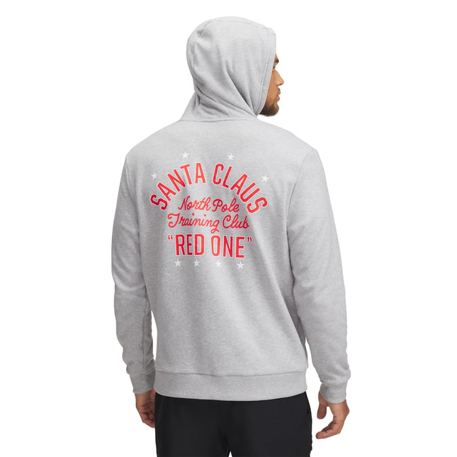 Under Armour mens Project Rock Red One North Pole Training Club Hoodie, (012) Mod Gray Medium Heather / / White, L
