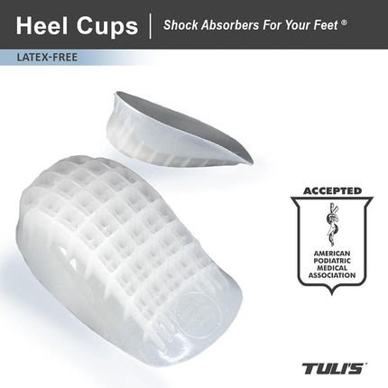 Tuli's So Soft Heel Cups - Shock Absorption Cushion Insert for Plantar Fasciitis, Sever's Disease and Heel Pain Relief, Regular