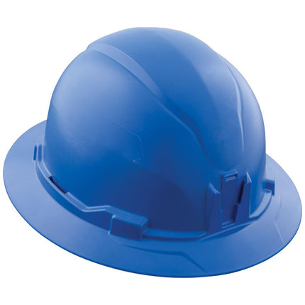 Klein Tools 60249 Hard Hat, Non-Vented, Full Brim Style, Padded Self-Wicking Odor-Resistant Sweatband, Tested up to 20kV, Blue