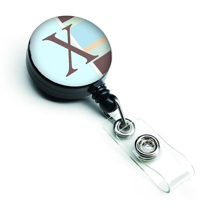 Caroline's Treasures Letter X Initial Monogram, Blue Stripes Retractable Badge Reel, Multicolor (CJ1003-XBR)