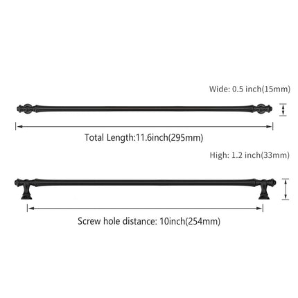 Asidrama 6 Pack 10 Inch(254mm) Matte Black Kitchen Cabinet Handles, Cabinet Pulls Kitchen Cabinet Hardware for Cupboard Drawer Pulls