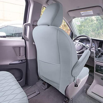 FH GROUP Housses de siège sur mesure en néoprène pour Toyota Sienna 2011-2020 avec insert Neosupreme résistant à l'eau - Ensemble avant CM5020SOLIDGRAY-FRONT-AVC